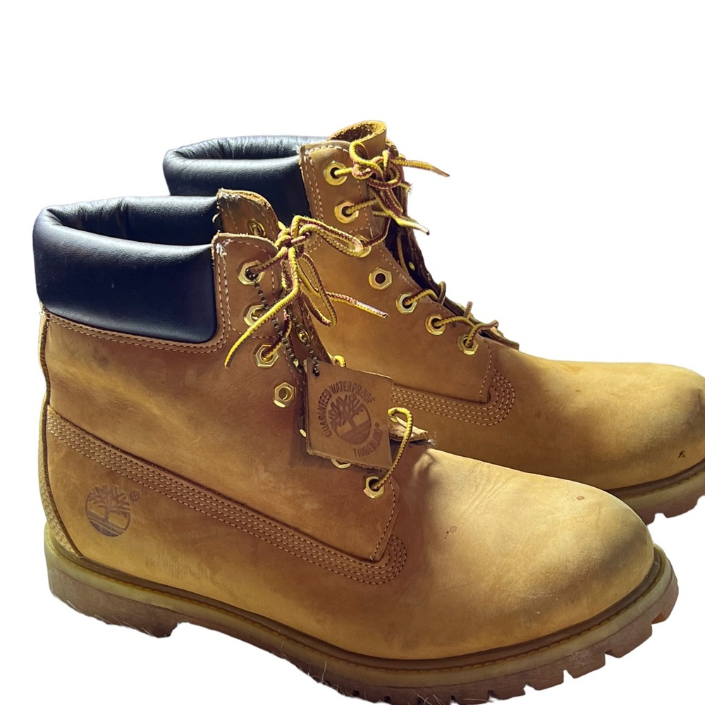Timberland Wheat Brown Nubuck Work Boots with Black Collar